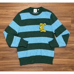 Lacoste Live Badge Striped Alpaca Wool Blend Green Blue Sweater Men Sz M